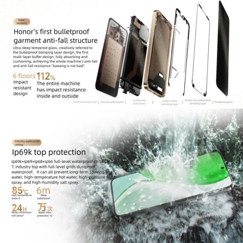 Honor X70, 12 Go + 256 Go, écran 6,79 pouces, MagicOS 9.0, Snapdragon 6 Gen 4 Octa Core, réseau : 5G, OTG, NFC, compatible Google Play (rouge) SH432R657-016